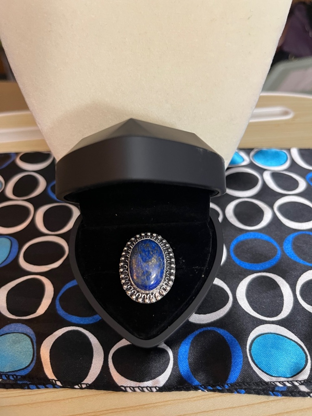 Sterling Silver Lapis Lazuli Oval Ring - Deep Blue Stone
